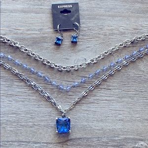 Express necklace and earring set ice blue purple